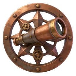 Steampunk Telescope Icon | Vintage Brass Astronomy
