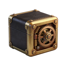 Steampunk Treasure Chest Icon with Gears and Brass Details