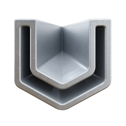Steel Channel Beam Icon - Metallic U-Profile 3D Render