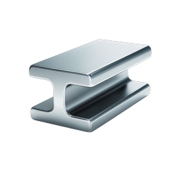 Polished Steel I-Beam 3D Icon for Construction