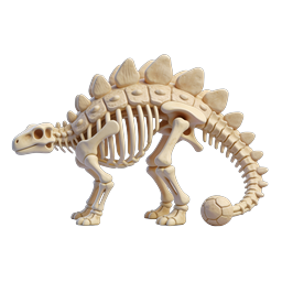 Stegosaurus Skeleton 3D Icon - Prehistoric Dinosaur Bones
