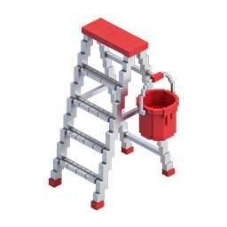 Stepladder with Paint Bucket 3D Voxel Icon