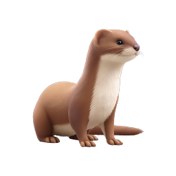 Cute Stoat Animal 3D Icon - Realistic Wildlife Illustration
