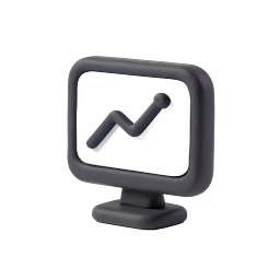 3D Stock Chart Monitor Icon - Finance & Trading