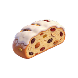 Stollen Christmas Fruit Bread Icon - 3D Food Illustration