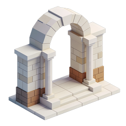 Stone Arch Gateway Icon | 3D Isometric Architecture