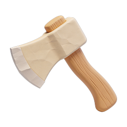 Stone Axe 3D Icon - Wooden Handle Tool