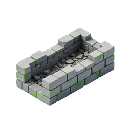 Stone Block Planter Wall - Isometric 3D Icon