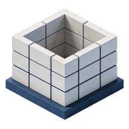 Isometric Stone Block Structure Construction Icon