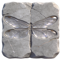 Stone Carved Butterfly Wings 3D Icon | Realistic Nature