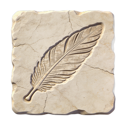 Stone Carved Feather Icon - Realistic 3D Render