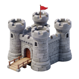 Stone Castle Fortress 3D Icon - Medieval Kingdom Tower