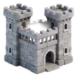 Stone Medieval Castle 3D Icon - Fortress Tower