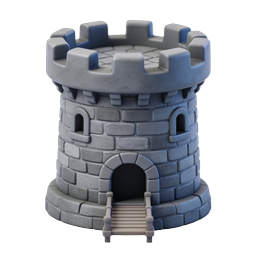 Stone Castle Tower - 3D Medieval Fortress Icon