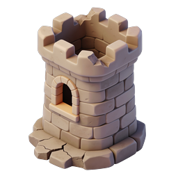 Medieval Stone Castle Tower 3D Icon