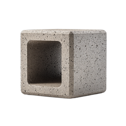 Stone Cube Block Icon - Realistic 3D Concrete Texture Design