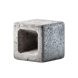 Hollow Stone Cube Icon - Realistic 3D Building Block