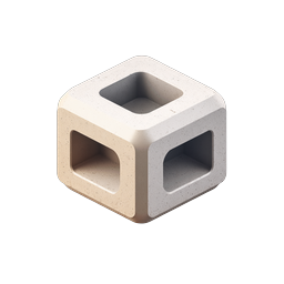 Stone Cube 3D Icon | Realistic Concrete Block Design
