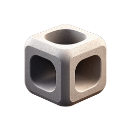 Stone Cube 3D Icon with Square Cavities