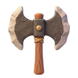 Icono de hacha de batalla de doble cabeza de piedra - Arma de fantasía 3D