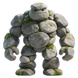 Icône de personnage golem de pierre moussue 3D