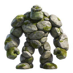 Icône de créature golem de pierre, monstre de roche couvert de mousse