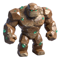 ไอคอนตัวละครเกม 3D สโตนโกเลมแนวแฟนตาซี