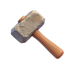 Realistic Stone Hammer Tool Icon - 3D Render