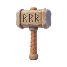 Stone Hammer with Runic Symbols - Fantasy Weapon Icon