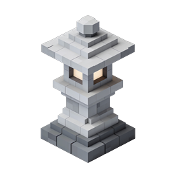 Isometric Stone Lantern Voxel Icon | 3D Block Art
