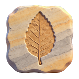 Stone Carved Leaf Relief Icon - Natural Botanical Design