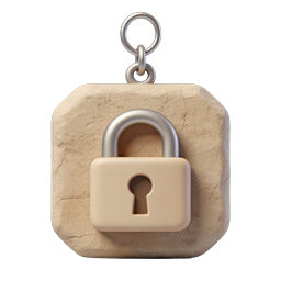 Stone Padlock Security Icon - 3D Realistic Lock Symbol