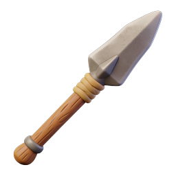 Ícone 3D de arma de lança de pedra estilizada para jogos