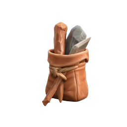 Stone Tools Leather Pouch Icon - 3D Clay Style