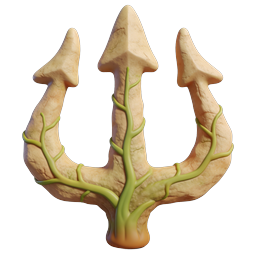 Stone Trident 3D Icon - Mythological Sea God Symbol