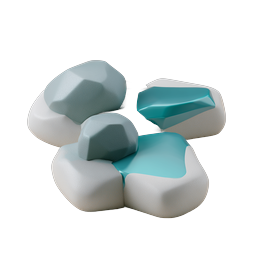 Clay Stone and Crystal Water 3D Nature Icon