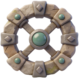 Fantasy Stone Wheel Artifact Icon with Gemstones