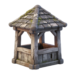 Medieval Stone Wooden Well 3D Game Asset Icon