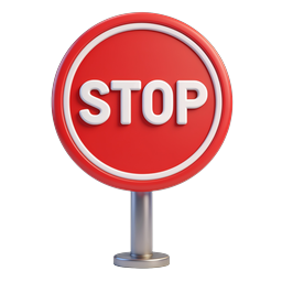 Stop Sign 3D Icon - Red Warning Traffic Sign