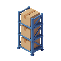 Warehouse Storage Shelf with Cardboard Boxes Icon
