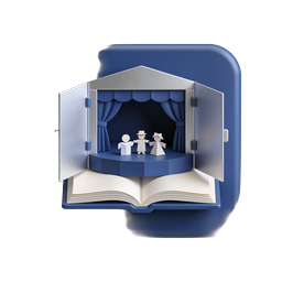 Storybook Theater Pop-Up Icon | 3D Rendered