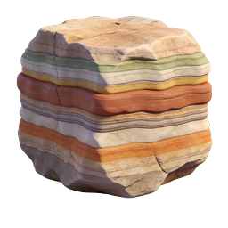 Icône 3D de formation rocheuse stratifiée stylisée