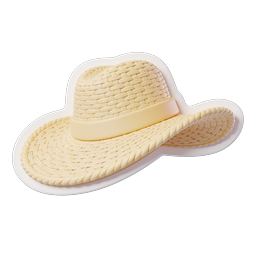 Straw Sun Hat 3D Icon - Summer Beach Fashion Accessory