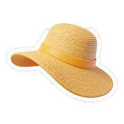 Straw Sun Hat Icon | 3D Realistic Summer Accessory