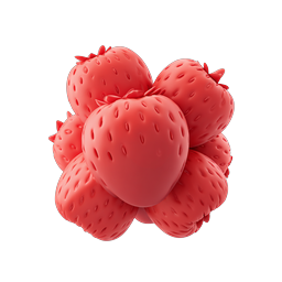Strawberry Clay Cluster 3D Icon - Fresh Berry Design