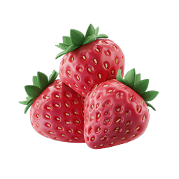Icona 3D di grappolo di fragole fresche | Grafica alimentare premium
