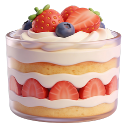Strawberry Trifle Dessert Icon - 3D Layered Berry Treat
