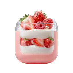 Strawberry Yogurt Parfait 3D Icon - Fresh Berry Dessert