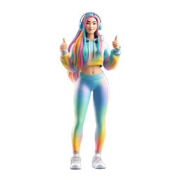 Colorful Young Woman with Headphones Icon