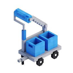 Isometrisches Straßenkehrwagen-Voxel-Icon - Blau 3D
